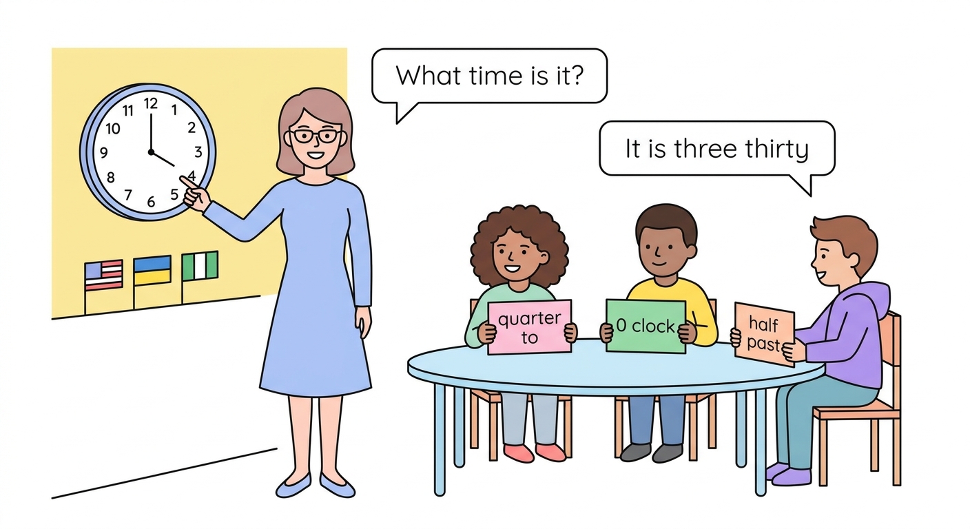 ESL Time-Telling Activities & Vocabulary Resources