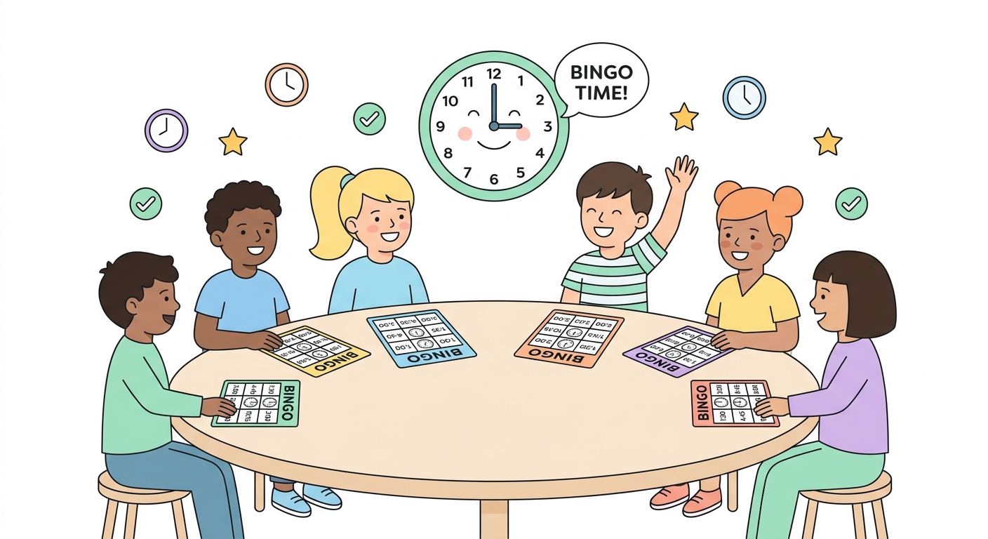 Children playing Time Bingo together